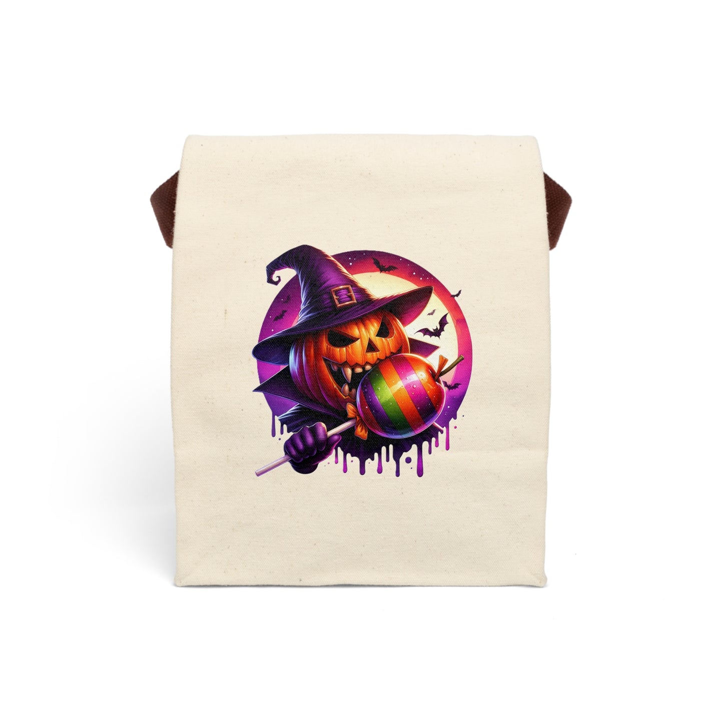 Jack o Lantern Spooky Halloween Canvas Lunch Bag, Trick or Treat Bag, Eco-Friendly Lunch Box
