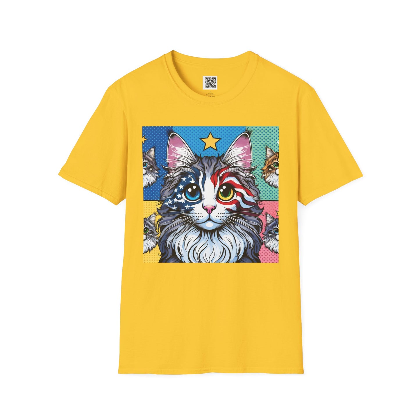 Patriotic Cat | Unisex Softstyle T-Shirt - Fun Tee for Cat Lovers