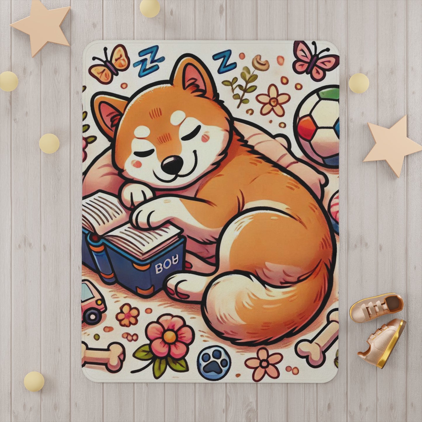 Cozy Toddler Blanket with Sleeping Dog Design - Perfect for Naptime & Playtime