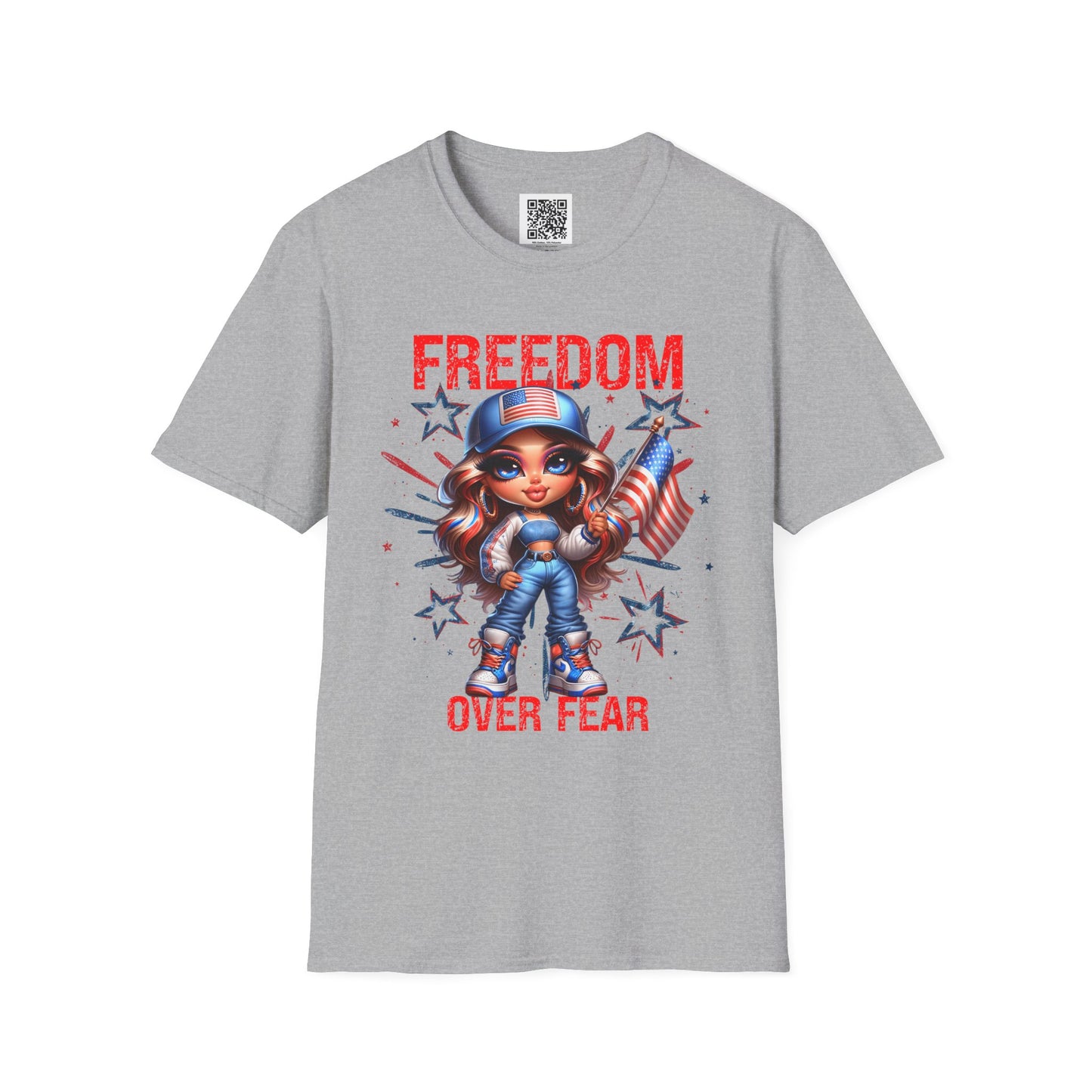 Freedom Over Fear | Unisex Softstyle T-Shirt - Patriotic Graphic Tee