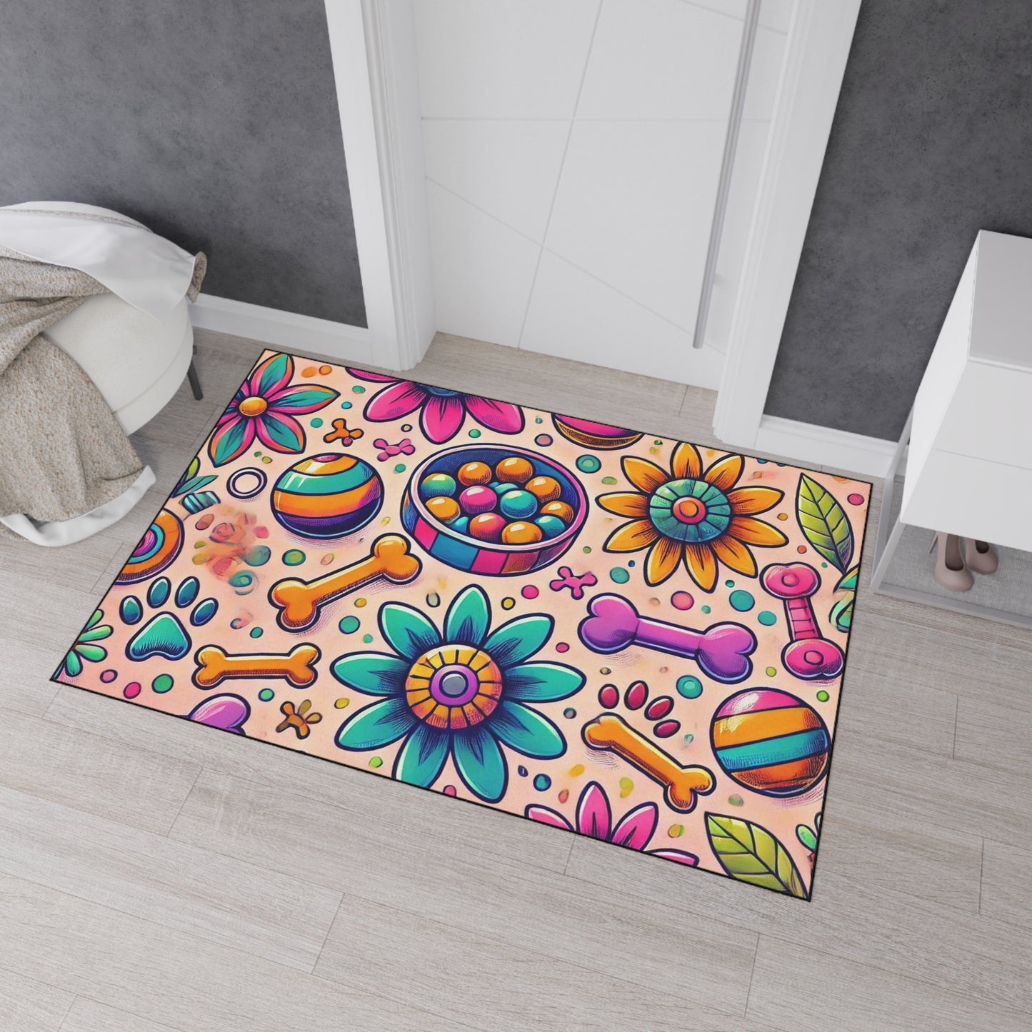 Colorful Pet-Themed Heavy Duty Floor Mat - Ideal for Dog Lovers and Pet Owners