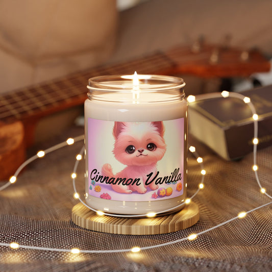 Cinnamon Vanilla Scented Soy Candle - 9oz | Cozy Autumn Vibes | Perfect Gift for Dog Lovers