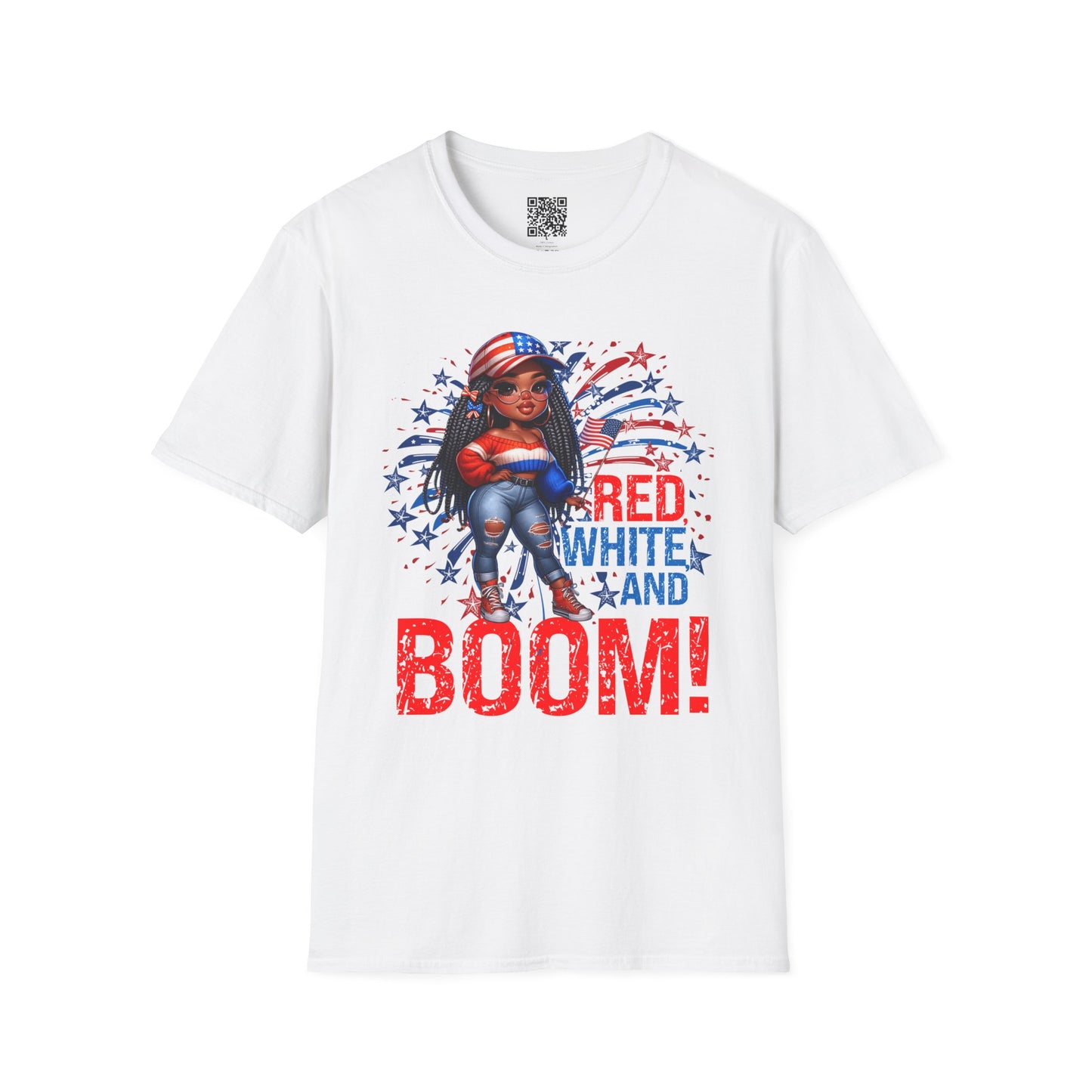 Red, White, and Boom! | Unisex Softstyle T-Shirt for 4th of July Celebrations