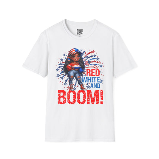 Red, White, and Boom! | Unisex Softstyle T-Shirt for 4th of July Celebrations