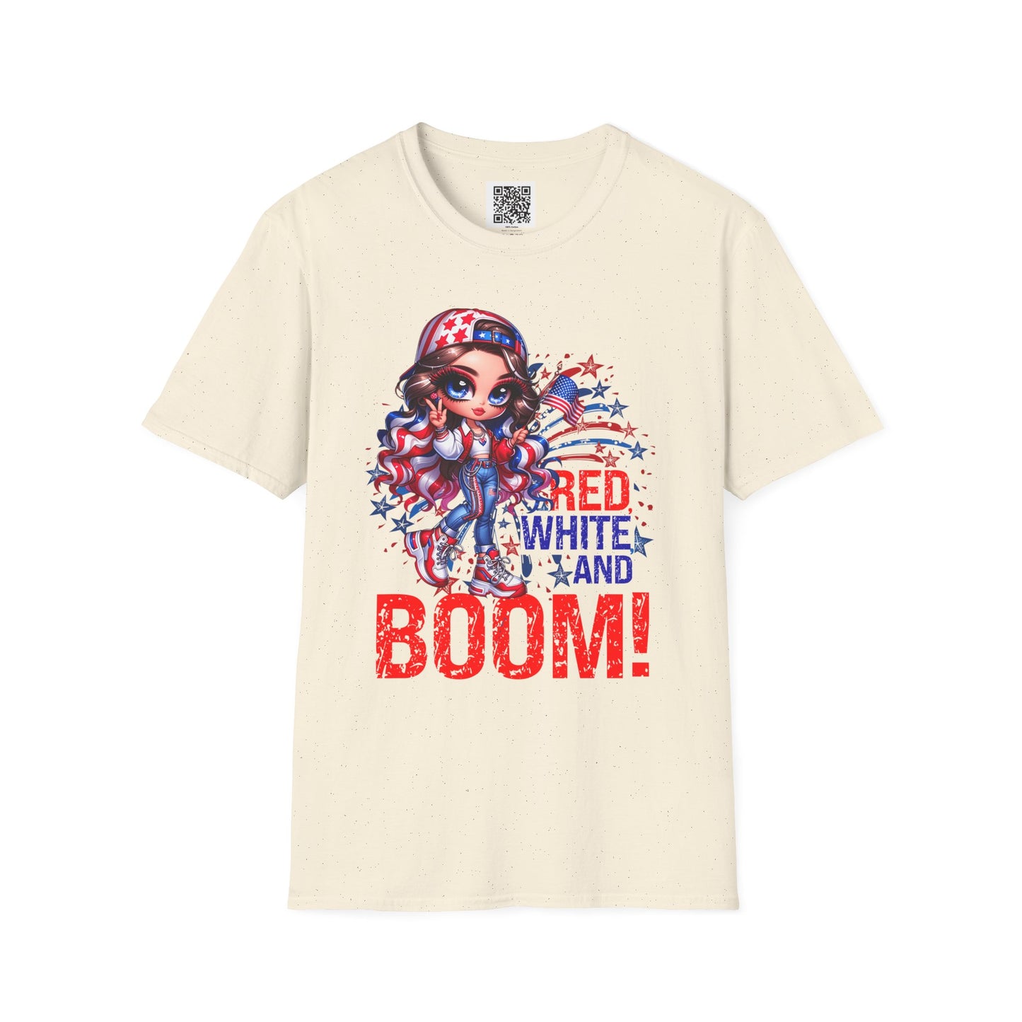Red, White & Boom! | Unisex Softstyle T-Shirt for Independence Day Celebrations