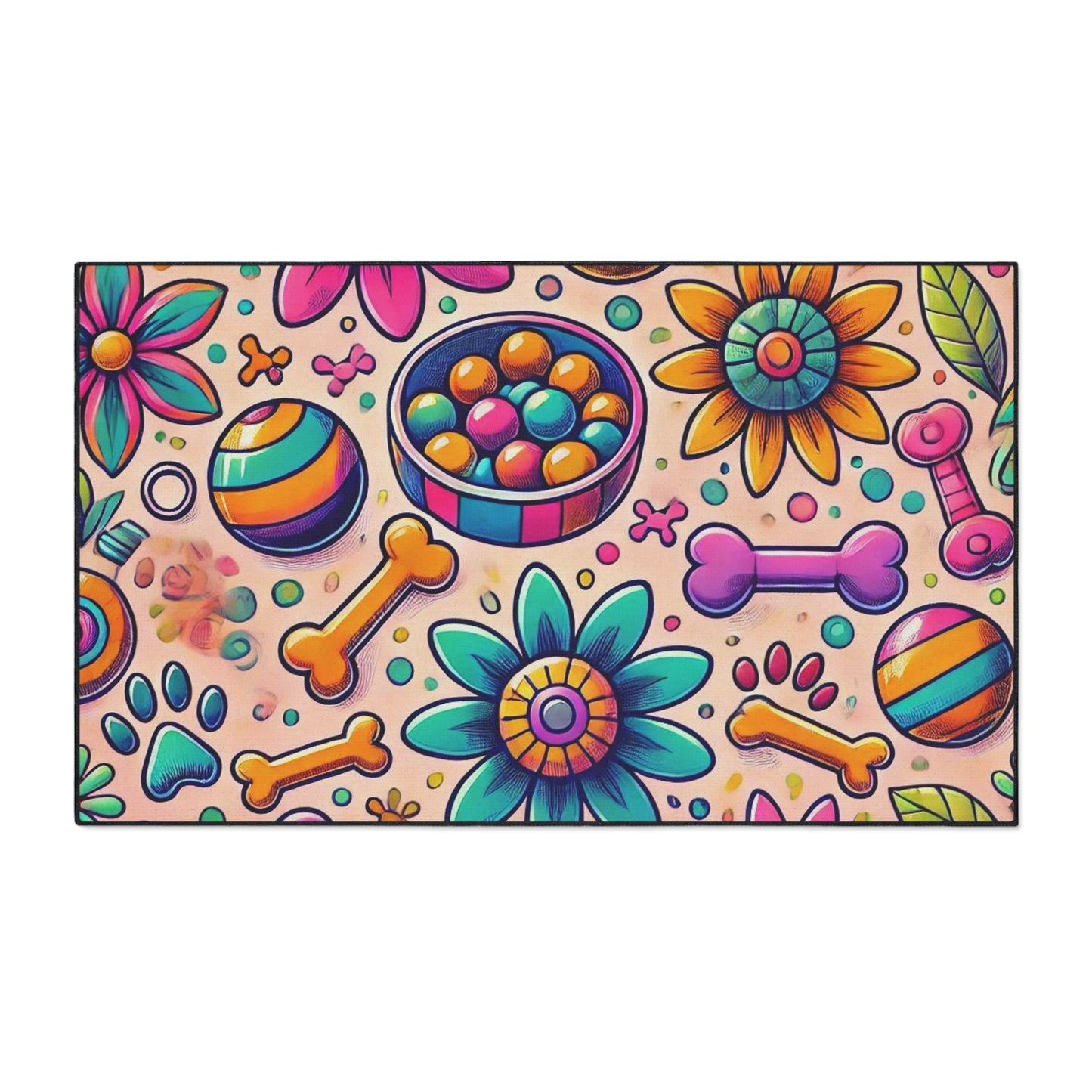 Colorful Pet-Themed Heavy Duty Floor Mat - Ideal for Dog Lovers and Pet Owners