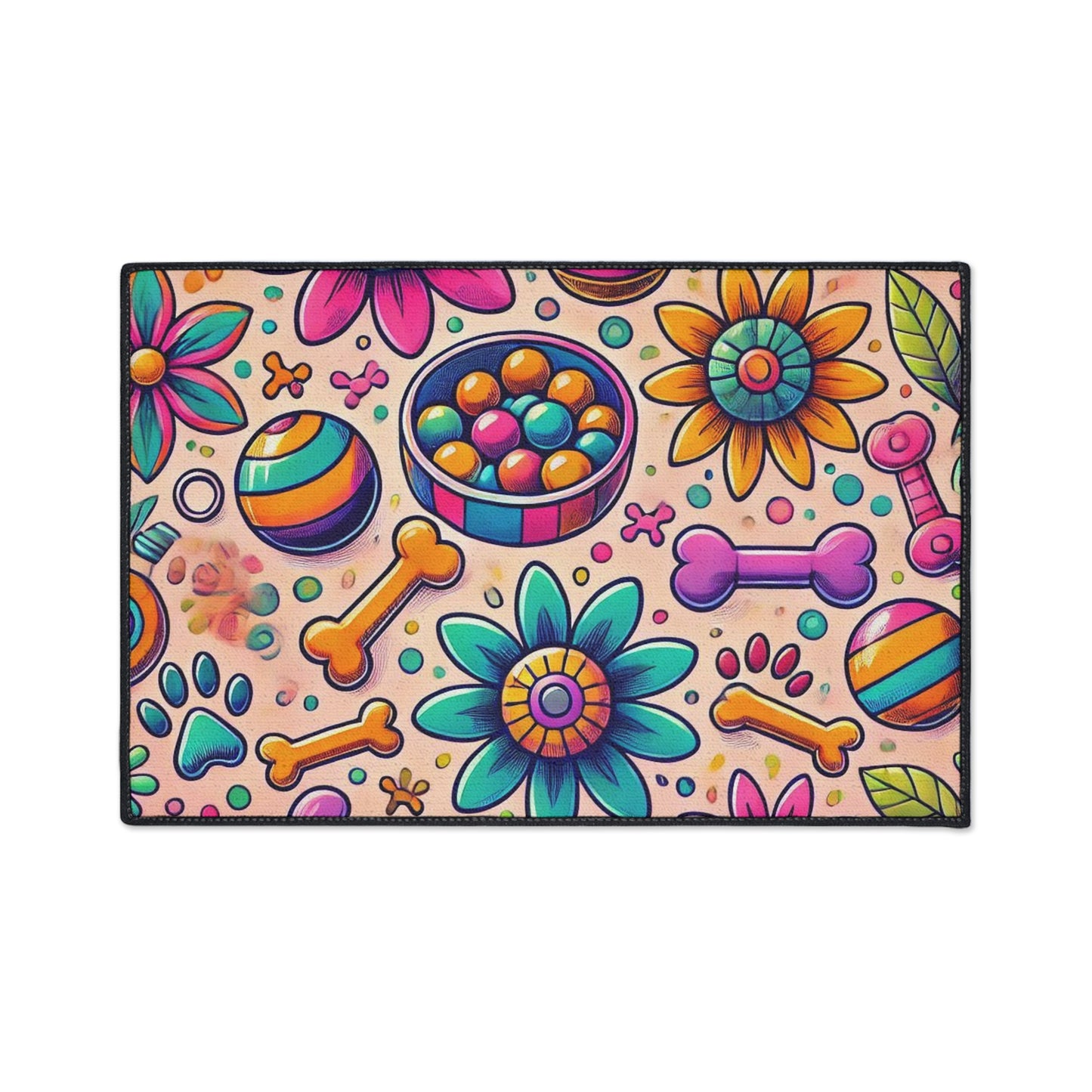 Colorful Pet-Themed Heavy Duty Floor Mat - Ideal for Dog Lovers and Pet Owners