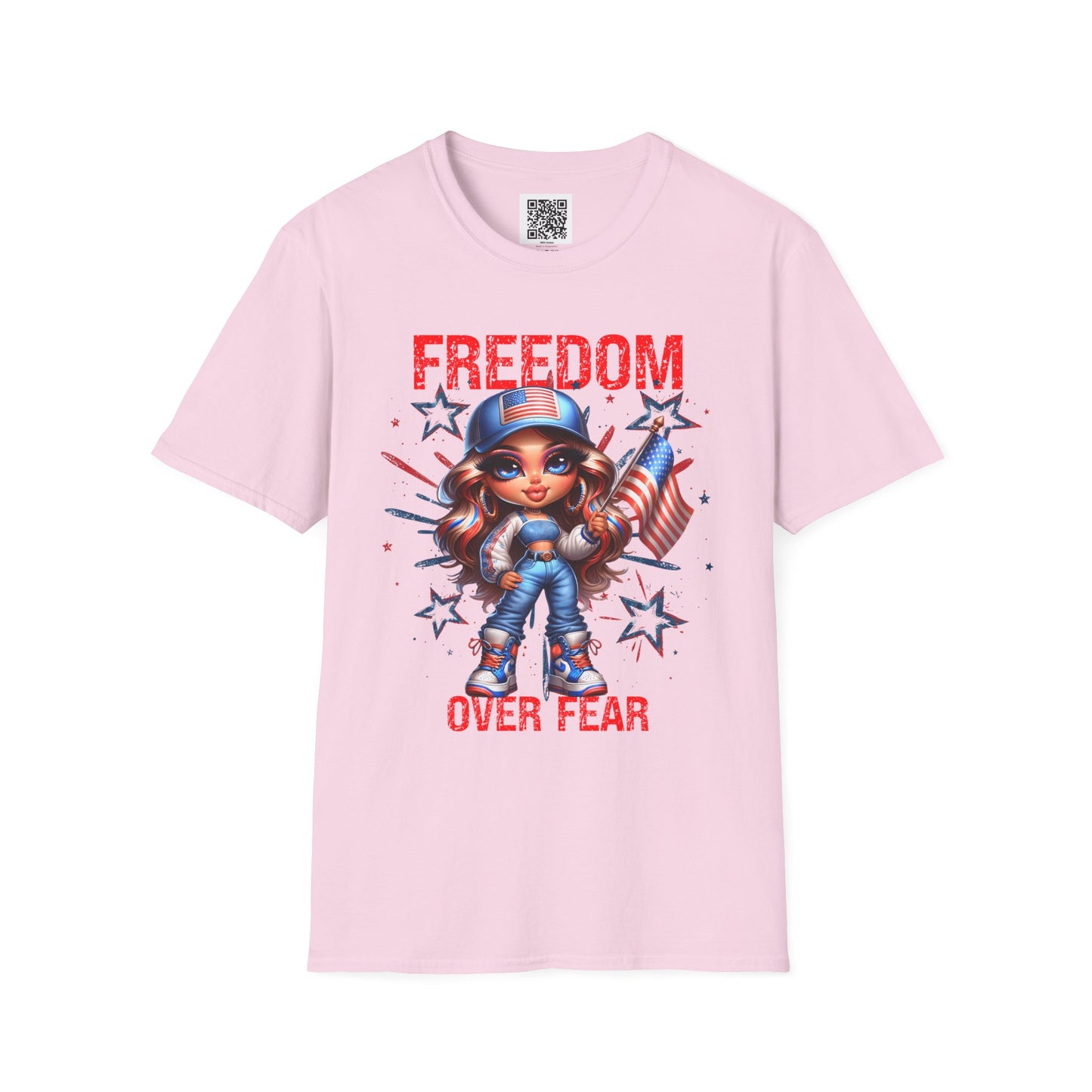 Freedom Over Fear | Unisex Softstyle T-Shirt - Patriotic Graphic Tee