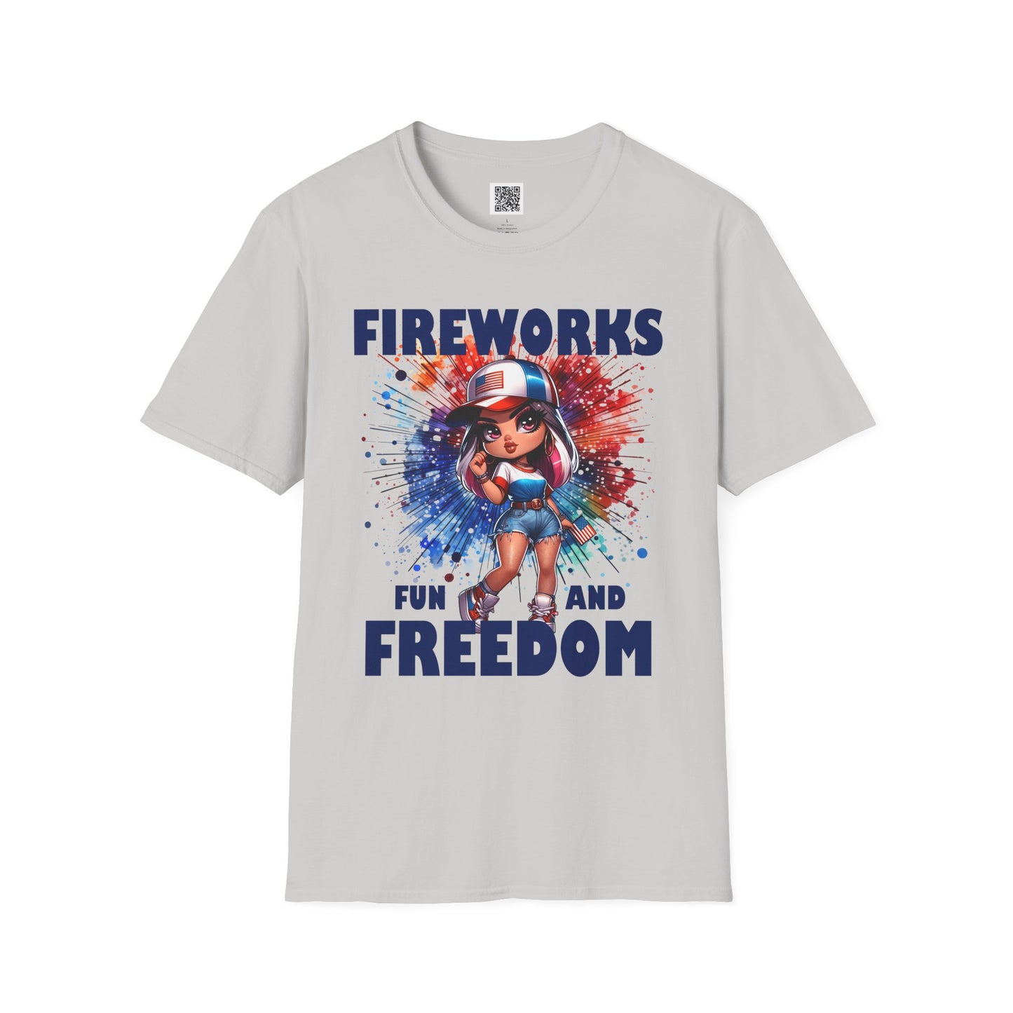 Fireworks Fun and Freedom Unisex Softstyle T-Shirt