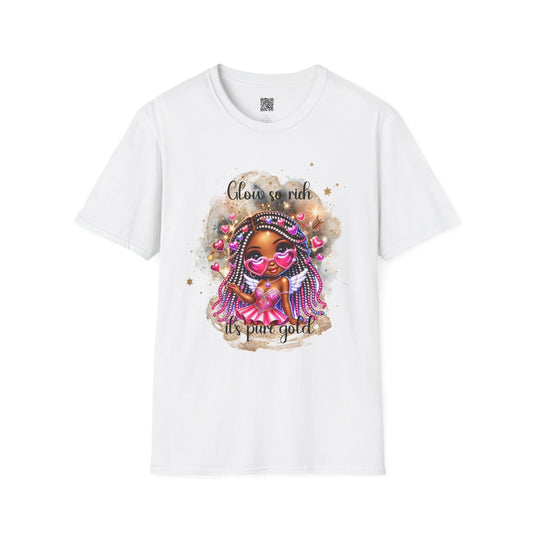Glow So Rich, It's Pure Gold | Unisex Softstyle T-Shirt - Celebrate Self-Love & Confidence