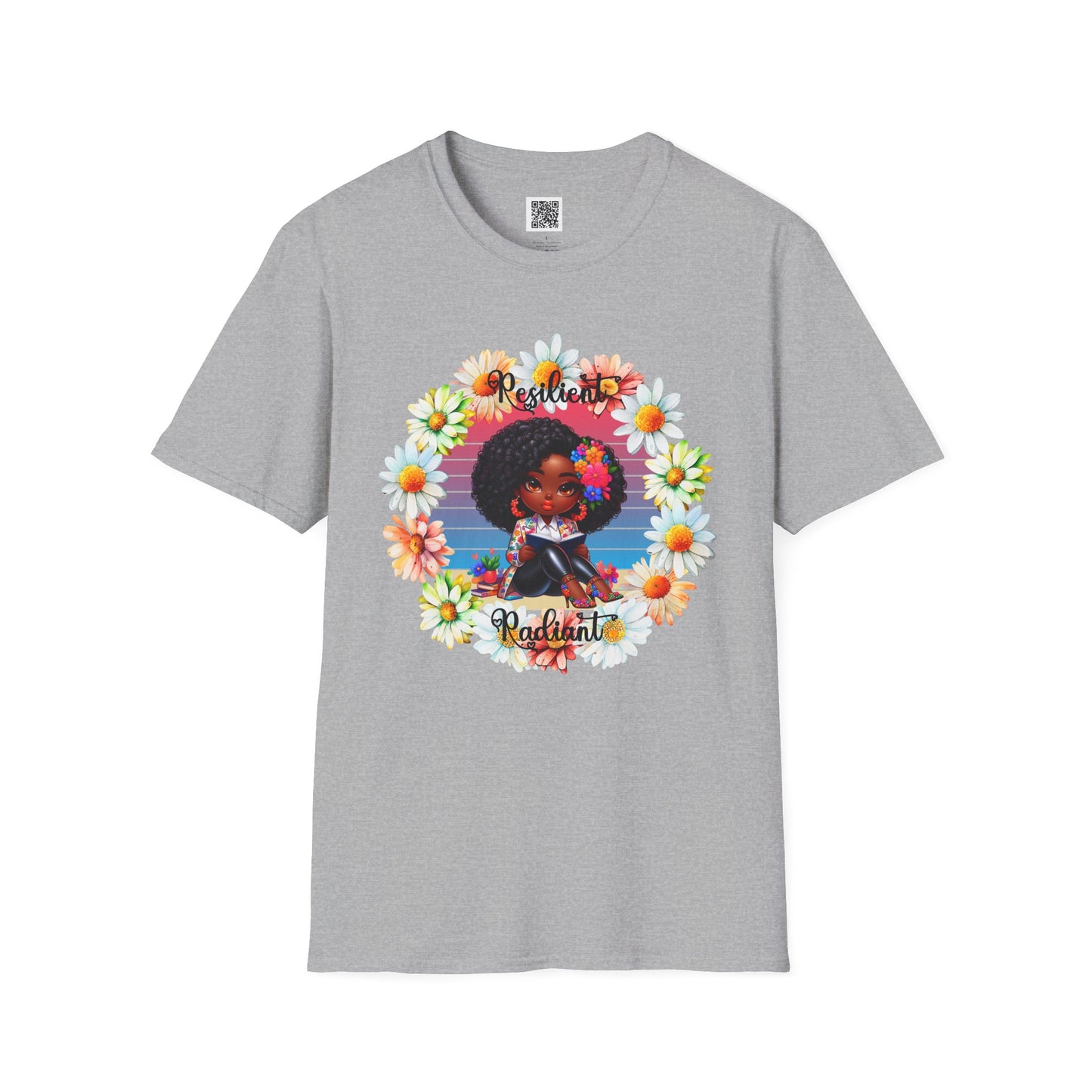 Resilient & Radiant Unisex Softstyle T-Shirt - Floral Design, Empowering Message