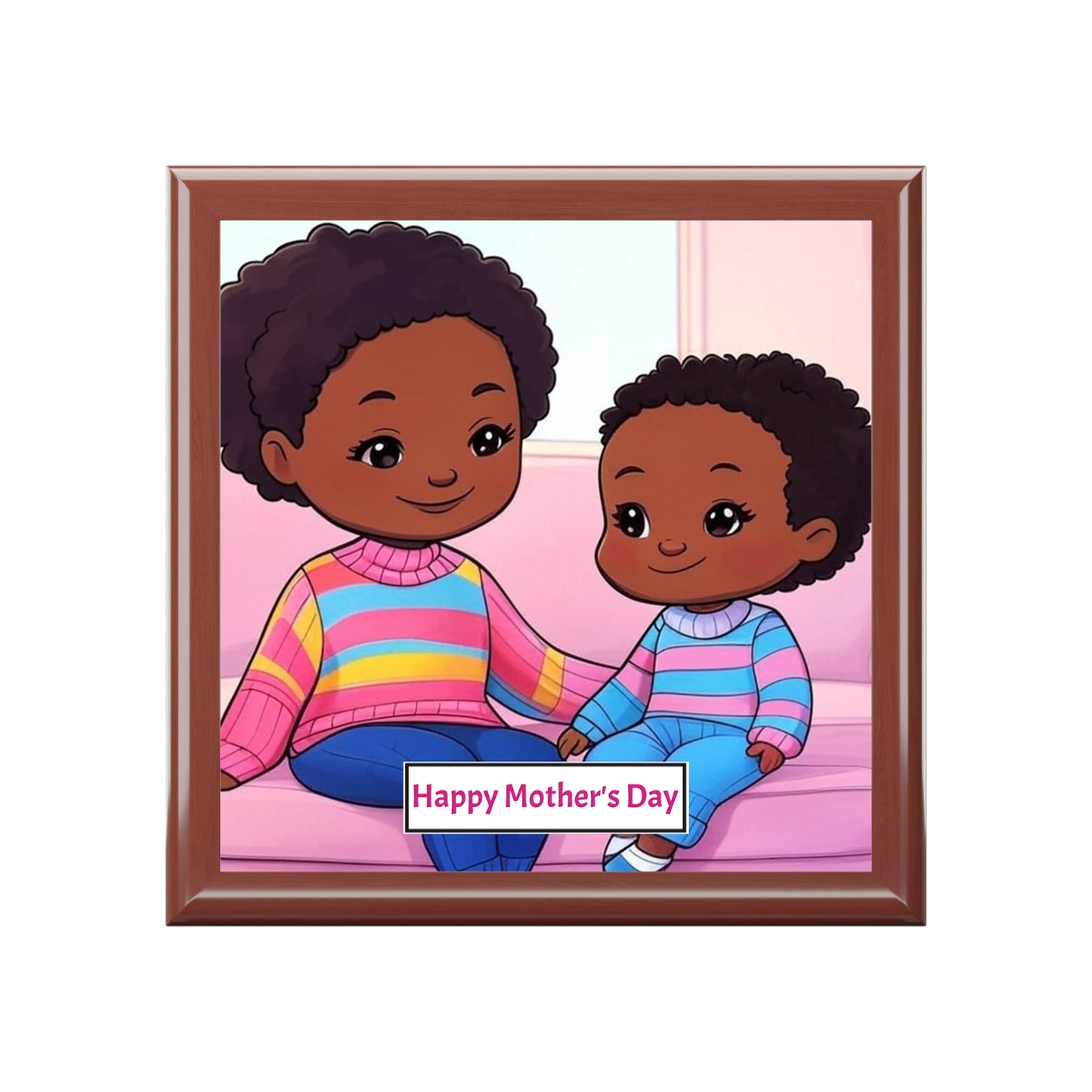 Mother's Day Jewelry Box with Cute Mother & Child Design