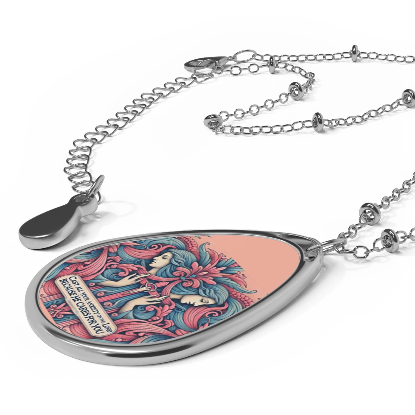 Cast all your anxiety on the lord - Inspirational Oval Necklace for Meaningful Connections