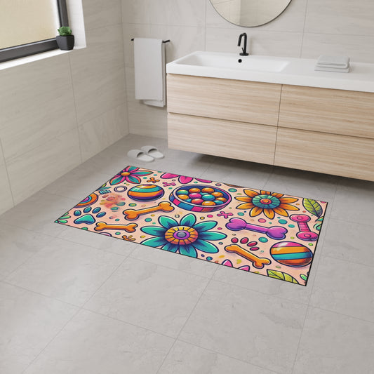 Colorful Pet-Themed Heavy Duty Floor Mat - Ideal for Dog Lovers and Pet Owners