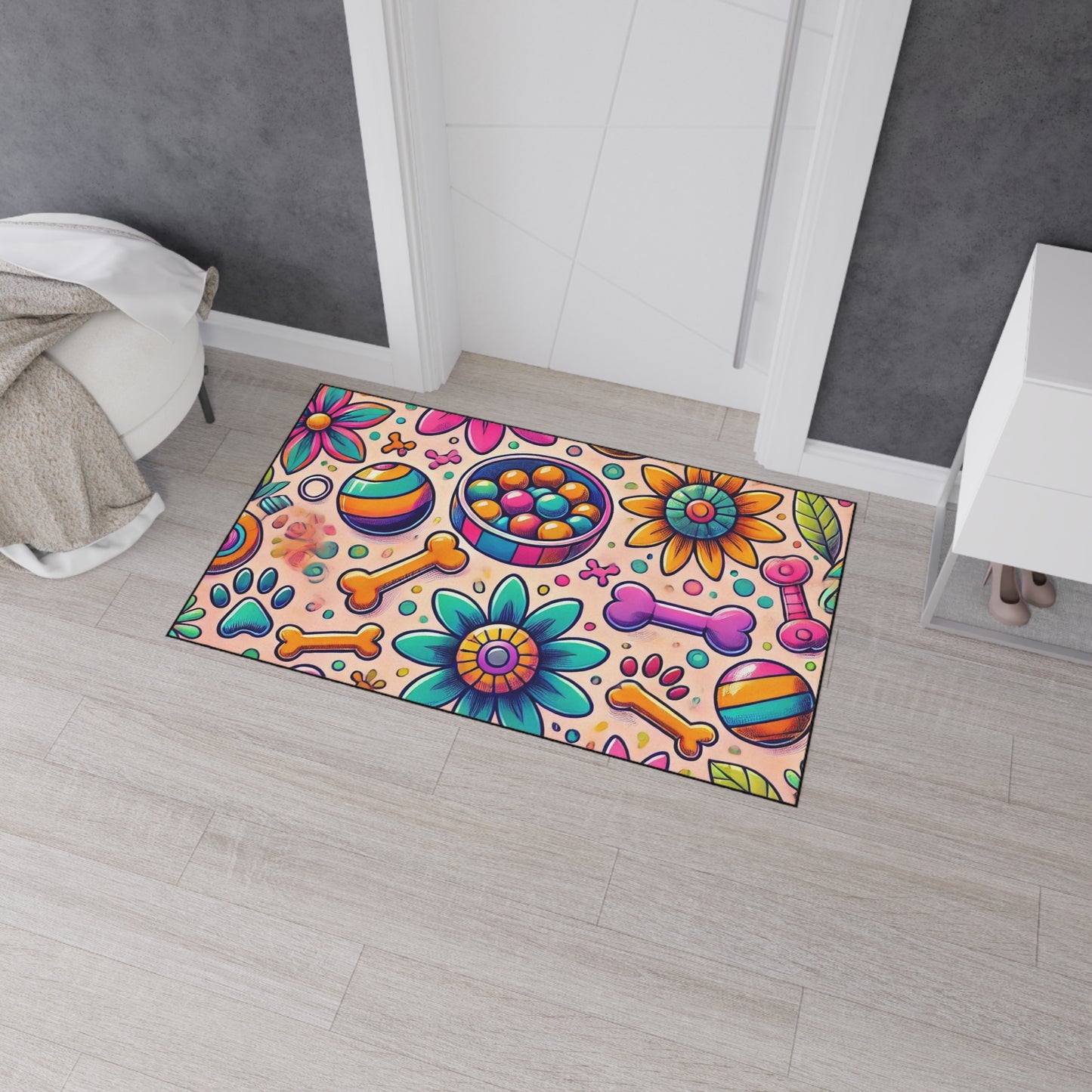Colorful Pet-Themed Heavy Duty Floor Mat - Ideal for Dog Lovers and Pet Owners