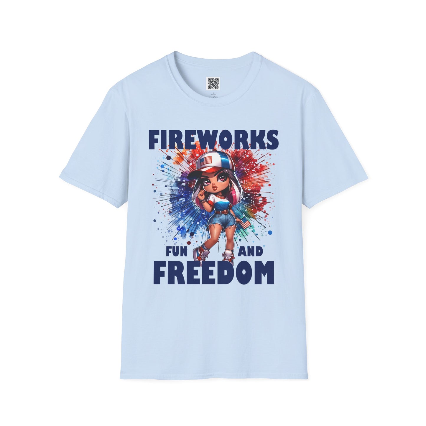 Fireworks Fun and Freedom Unisex Softstyle T-Shirt