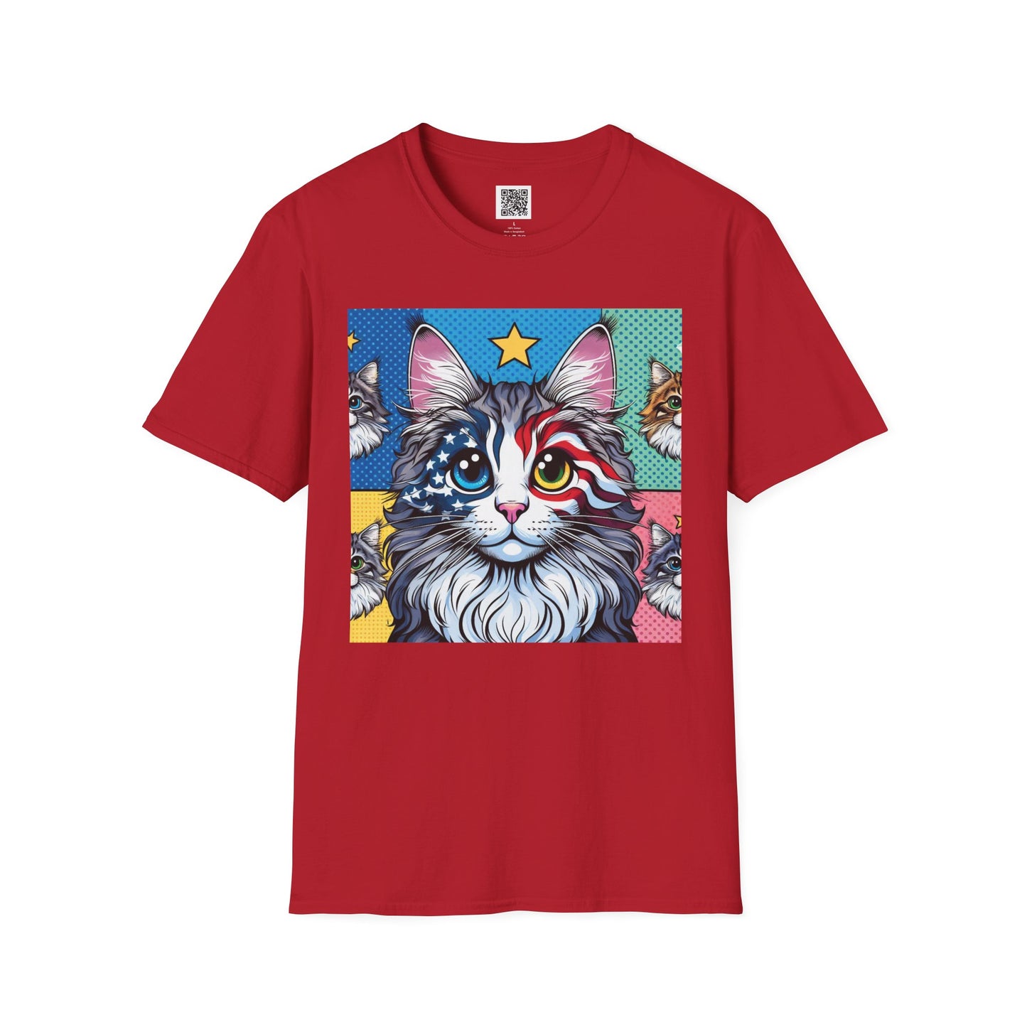 Patriotic Cat | Unisex Softstyle T-Shirt - Fun Tee for Cat Lovers