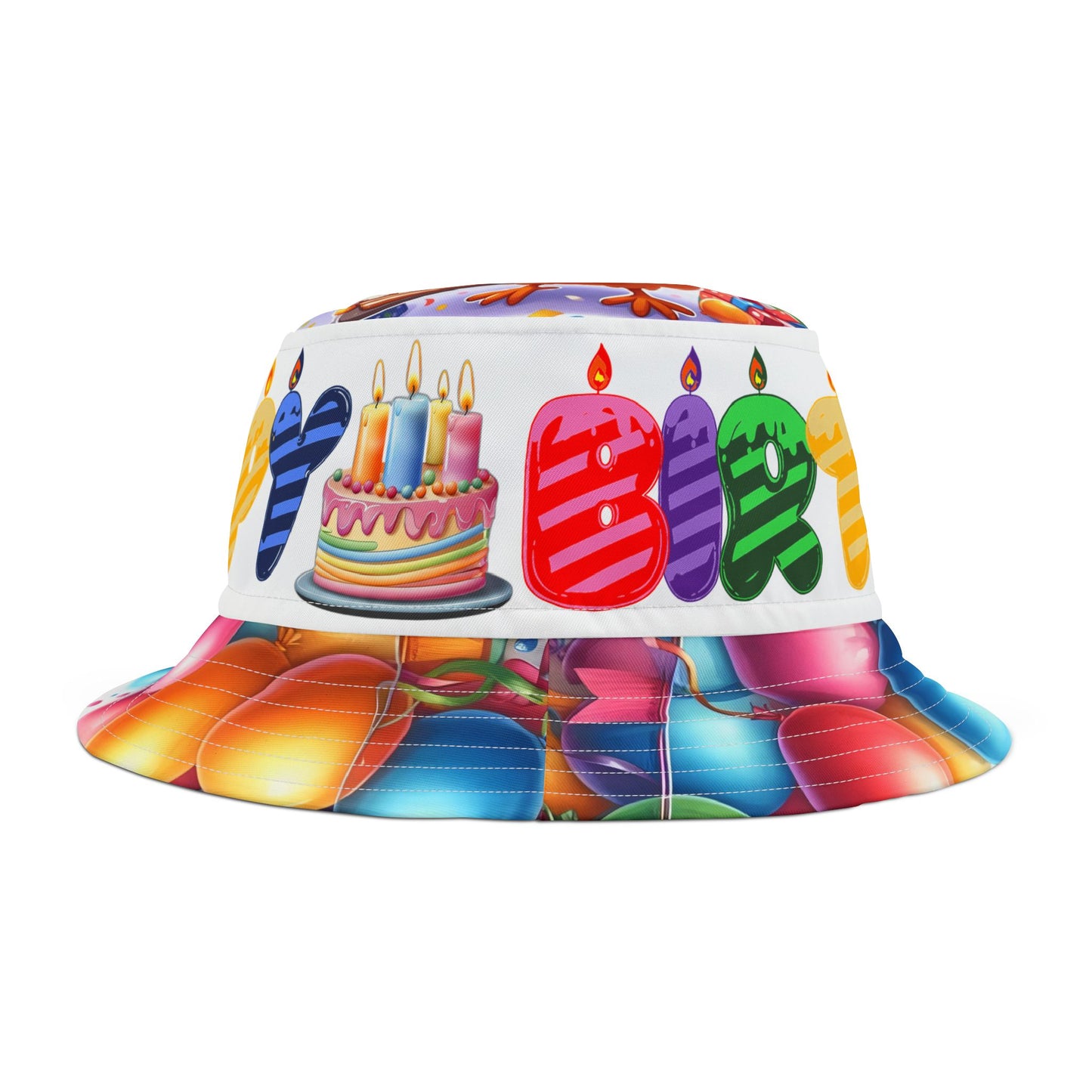 Colorful Chick Birthday Celebration Bucket Hat | Fun "Happy Birthday" Design