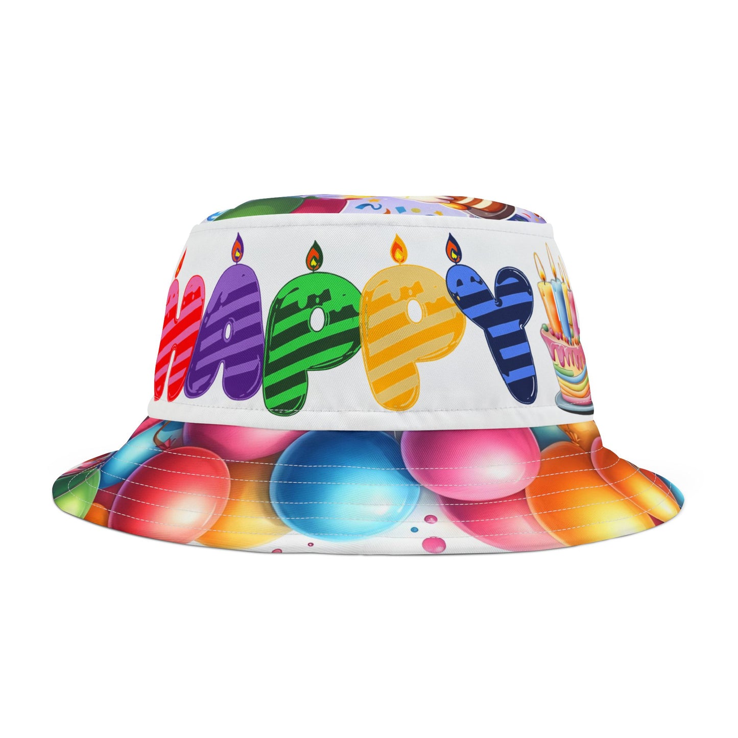 Colorful Chick Birthday Celebration Bucket Hat | Fun "Happy Birthday" Design